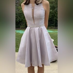 Anny Lee Silver Mini Dress with Rhinestone Belt